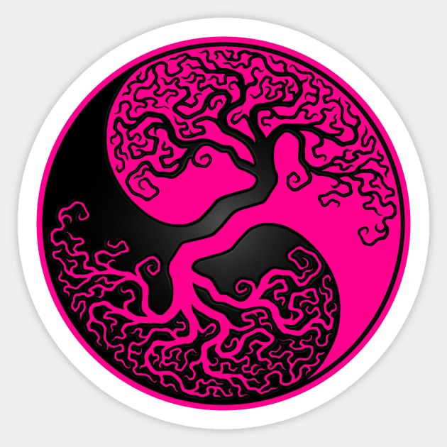 Pink and Black Tree of Life Yin Yang Sticker by jeffbartels